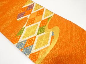 佐賀錦　霞取りに花菱模様織り出し　名古屋帯